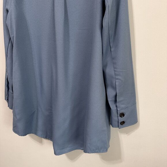 LuLaRoe Abigail Shacket Jacket M Blue Button Front Trendy Longline Travel NWOT - Picture 8 of 10